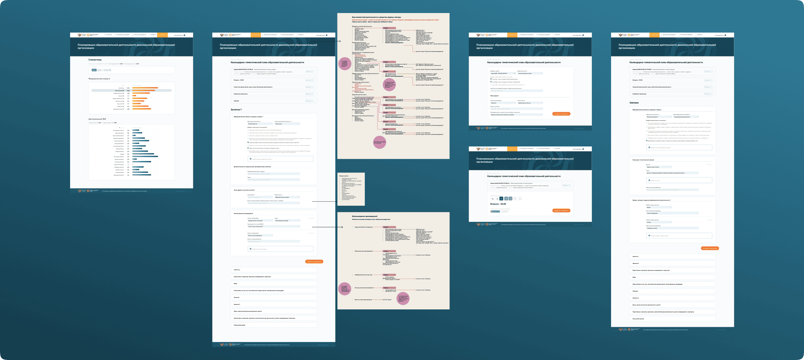 Online lesson plan builder website screens